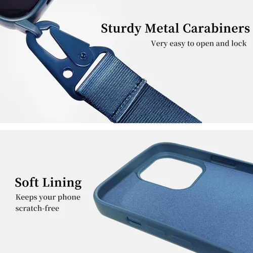 Vista 132 de Funda compatible con iPhone 8 Plus, iPhone 7 Plus/6 Plus/6S Plus con cordón, funda cruzada para iPhone con correa ajustable de silicona para iPhone