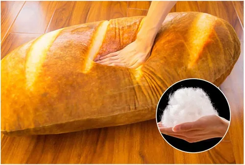 Vista 3 de Almohada con forma de pan de simulación 3D, cojín de peluche suave de mantequilla para decoración del hogar, 23.6 pulgadas