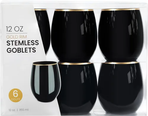 Vista 7 de PLASTICPRO Paquete de 6 Copas de Vino de Plástico Color Azul Aguamarina Sin Tallo Desechables de 12 oz Sin BPA Irrompibles Copas de Vino de Plástico