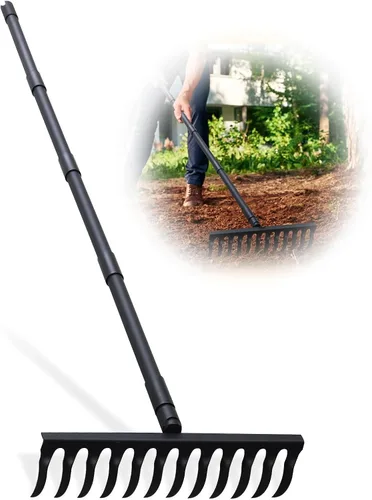 Vista 9 de Pragmatist Rastrillo de arco resistente de 60 pulgadas con cabeza de metal para jardín con mango de acero inoxidable ajustable, herramienta