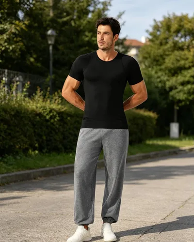 Vista 3 de SPVISE Compression Shirt Men Short Sleeve Workout Tops Spandex Baselayer 232-negro