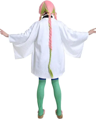 Vista 2 de miccostumes Conjunto completo de disfraz de uniforme negro Haori blanco para mujer Blanco