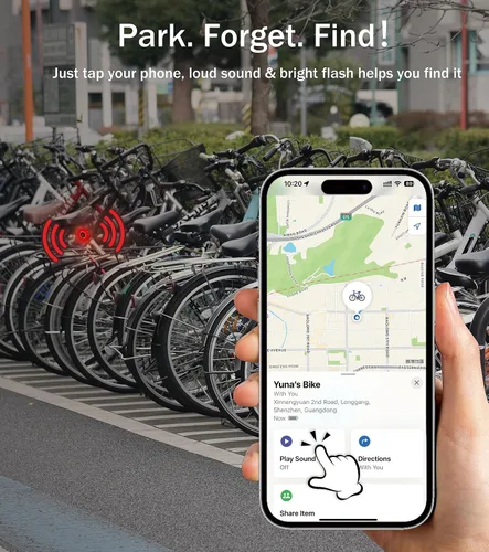 Vista 4 de Luz trasera inteligente recargable para bicicleta: con Apple Find My (solo iOS), IP65 impermeable, 5 modos, puertos USB-C, parte trasera