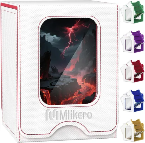 Vista 8 de Mlikero Paquete de 2 cajas de cartas Commander con capacidad para más de 200 tarjetas de una sola funda con 2 divisores, caja magnética de cuero