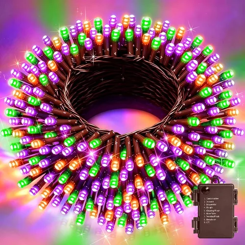 Vista 25 de LAMPHOME Luces de Navidad de color blanco cálido, 34.1 pies, 100 luces LED impermeables para árbol de Navidad con 8 modos, decoraciones de Navidad