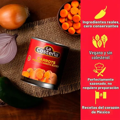 Vista 4 de La Costeña Zanahorias en escabeche, lata de 14.1 onzas (paquete de 12)