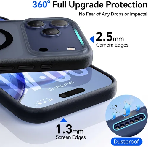 Vista 6 de Funda magnética 3 en 1 a prueba de golpes para iPhone 17 Pro, compatible con MagSafe, protección militar superior, 1 protector de pantalla + 1