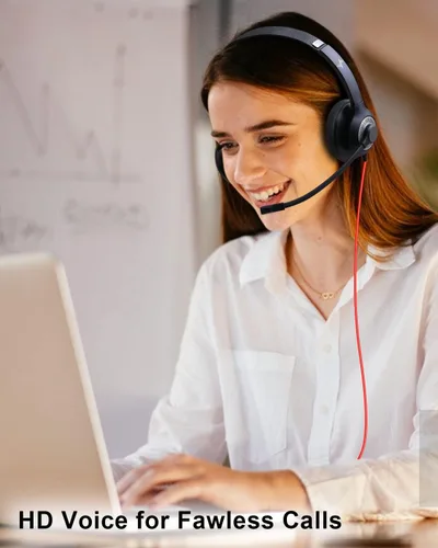 Vista 6 de EAGLEND Auriculares USB con micrófono para PC, auriculares para computadora portátil con cancelación de ruido, control en línea para oficina