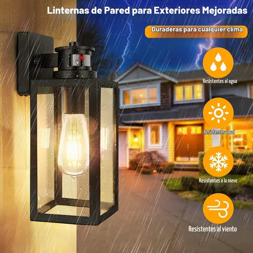 Vista 5 de Paquete de 2 luces para exteriores con sensor de movimiento, lámparas de pared actualizadas del atardecer al amanecer, luces de pared con sensor