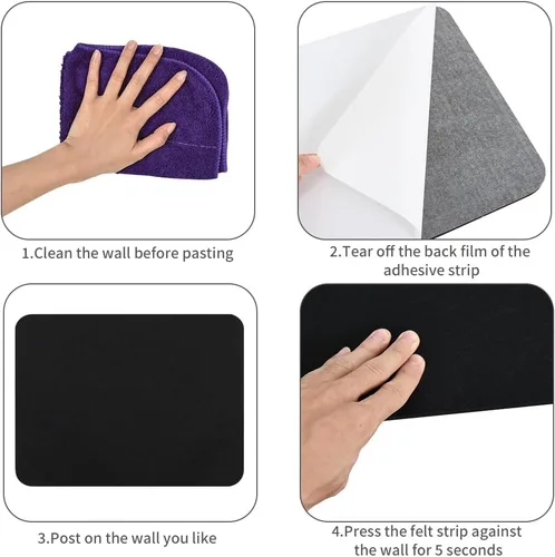 Vista 3 de Vuzvuv Barra de corcho negro de 16 x 12 pulgadas con 20 chinchetas, tiras autoadhesivas para tablón de anuncios que no dañan la pared, tablero