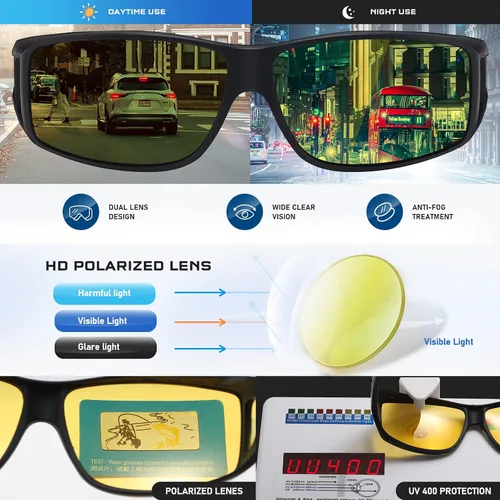 Vista 4 de Tnnaiko Gafas de visión nocturna para hombres y mujeres, gafas de conducción nocturna