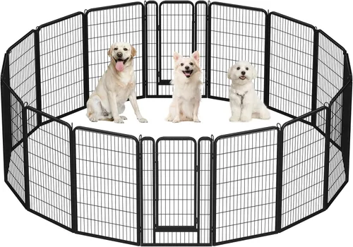Vista 26 de Yaheetech Corralito para perros, 24 pulgadas, 2 paneles, corral para perros para interiores, resistente, corral de ejercicio para cachorros, valla
