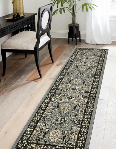 Vista 38 de Unique Loom Espahan Collection - Alfombra de área Cape Cod (2 pies 2 pulgadas x 3 pies 1 pulgada, rectangular, azul/negro)