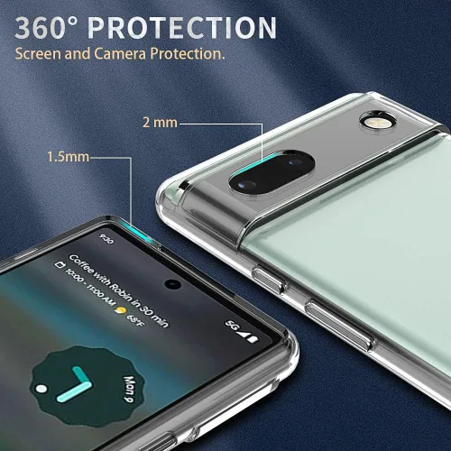 Vista 4 de Funda transparente para Google Pixel 6a. Funda protectora de silicona de poliuretano termoplástico transparente suave y delgada para Google Pixel 6A