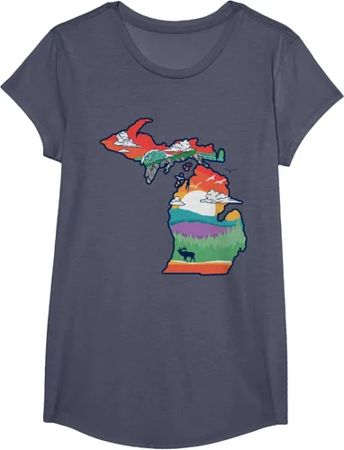 Vista 15 de Michigan Outside - Camiseta con ilustración artística