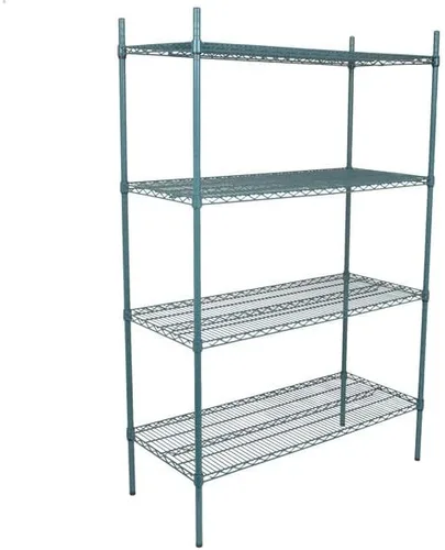 Vista 267 de Kit de 4 estantes de epoxi verde NSF de 21 x 72 pulgadas con postes de 86 pulgadas, estantería de almacenamiento resistente, kit de estantería