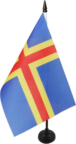 Vista 163 de AZ FLAG Aland Table Flag 4x6 in 100D Polyester Plastic Base Indoor use Finnish 15x10 cm desk flag stitched finish with reinforced edges with
