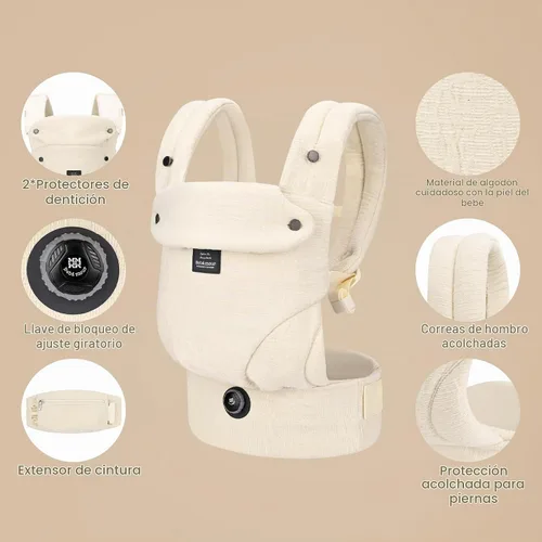 Vista 4 de Bebamour Portabebés ergonómico para bebés de 7 a 32 libras, perilla ajustable para desarrollo saludable de cadera del bebé, portabebés de algodón