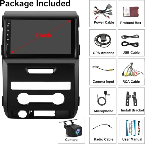 Vista 7 de Plug and Play 4G+64G Android 15 Estéreo de coche para Ford F150 2009-2014, Carplay inalámbrico Android Auto 9 pulgadas QLED 1280 * 800 pantalla