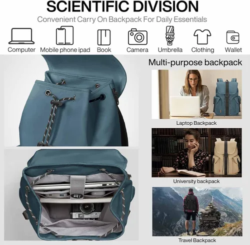 Vista 2 de mixi Mochila de viaje para laptop para mujeres y hombres, mochila de mano para portátiles de 16 pulgadas, bolsas ligeras para estudiantes