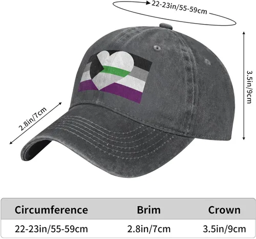 Vista 6 de Rqwaaed Demiromantic - Gorra de béisbol ajustable con bandera del orgullo asexual, gorra de camionero para papá, color jaspeado profundo, Deep
