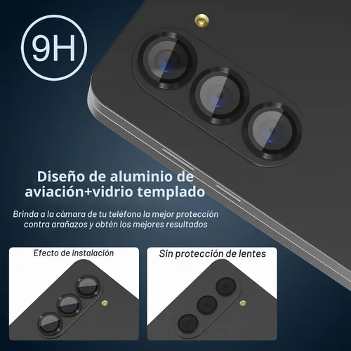 Vista 4 de Suoman Para Samsung Galaxy Z Fold 5 Protector De Lente De Cámara, Cubierta De Lente De Cámara De Vidrio Templado Estilo De Textura De Metal