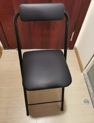 Vista 5 de Taburete de bar plegable con respaldo, estilo moderno/minimalista, negro/blanco, asiento de piel sintética, 3 opciones de altura: 25.5/27.5/29.5
