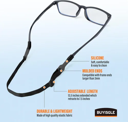 Vista 6 de Buyisgle Correa para Gafas de Niños - Cordones para Gafas de Sol Sin Cola para Niños Pequeños y Niñas - Soportes para Anteojos Alrededor del Cuello