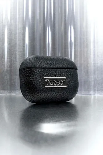 Vista 2 de Tapper Funda negra de cuero y hematita negra plateada para AirPods Pro