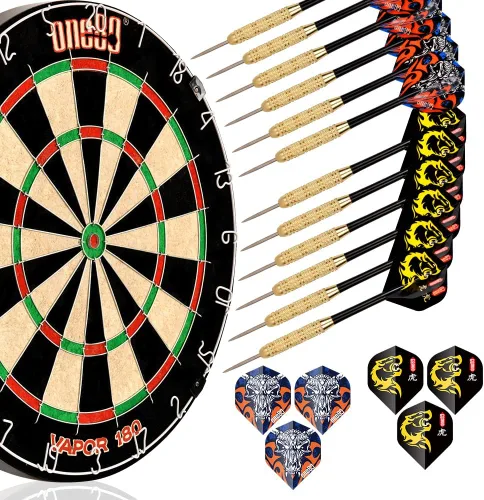 Vista 7 de ONE80 Vapor 180 Dardos de cerdas sin grapas Bullseye Steeltip Dardos Extra Vuelos
