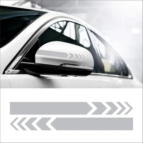 Vista 6 de Juego de 2 calcomanías gráficas de vinilo para espejo lateral de automóvil, SUV, calcomanías de rayas de 8 pulgadas de ancho (negro)