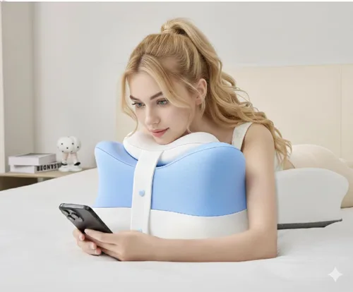 Vista 4 de Almohada de cuña para dormir, leer relajante, almohada ergonómica propensa de espuma viscoelástica para aliviar el dolor de espalda y cuello, uso