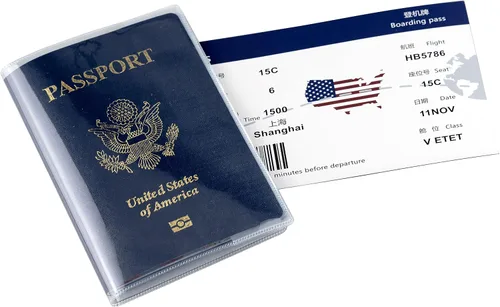 Vista 3 de Paquete de 10 fundas para pasaporte de plástico transparente, funda protectora de pasaporte, funda de vinilo transparente para pasaporte