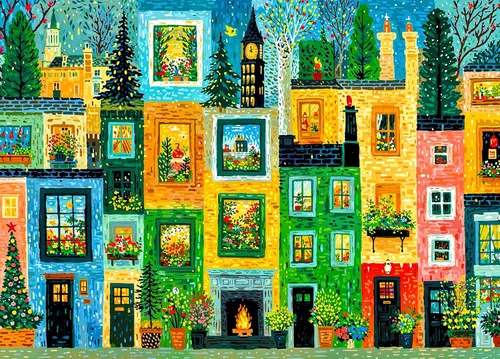 Vista 8 de Hermosos rompecabezas de cabaña de 1000 piezas para adultos, pintorescos rompecabezas de iglesia de 1000 piezas para adultos Large Poster