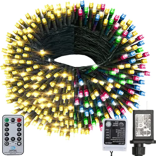 Vista 17 de Haili - Guirnalda de 105 pies de longitud y 300 luces LED para árbol de Navidad al aire libre, impermeables, con certificación UL, 8 modos de Varios