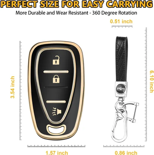 Vista 5 de FT FUNTOR Funda para llavero Chevy con llavero, 3 botones