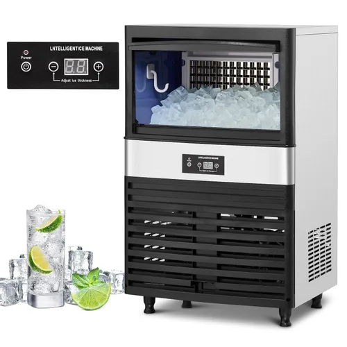 Vista 8 de Máquina comercial para hacer hielo, 155 libras/24 horas con máquina de hielo de acero inoxidable de 50 libras, ajuste de cubitos de hielo