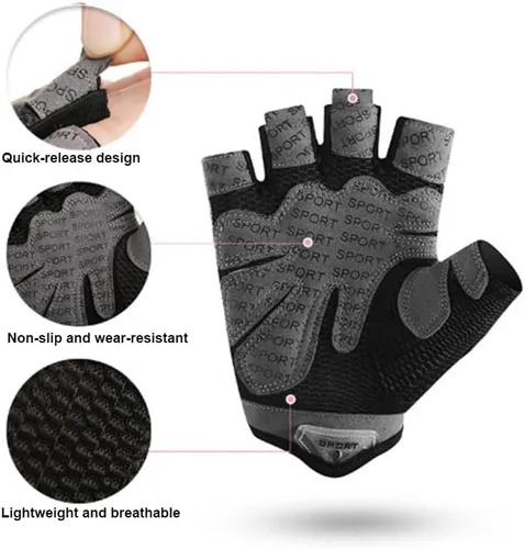 Vista 2 de INOGIH Guantes de gimnasio ligeros y transpirables sin dedos para mujer, guantes de entrenamiento para ejercicio y crossfit