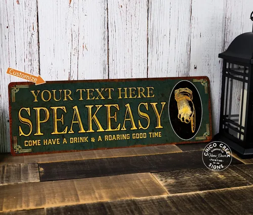 Vista 2 de Letrero de bar personalizado Speakeasy Home 106182002006 para decoración de pared con nombre