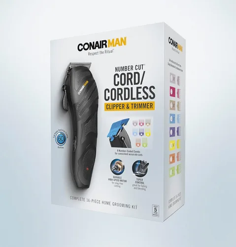 Vista 5 de Conair MAN - Juego de cortadoras de pelo y recortadoras de cabello para hombre, incluye peine de peluquero y tijeras, cepillo de limpieza, aceite