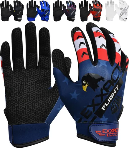 Vista 15 de Exxact Sports Guantes de bateo de béisbol para jóvenes y adultos con palma de cuero texturizada, guantes de bateo de sóftbol para mujeres/hombres