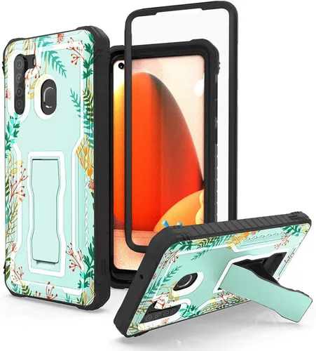Vista 8 de FITO Funda para Samsung Galaxy A21, doble capa a prueba de golpes resistente con protector de pantalla para teléfono Samsung A21, soporte Azul