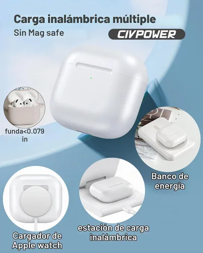 Vista 4 de CIVPOWER - Funda de carga compatible con AirPods 4/5, color blanco