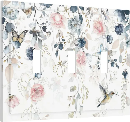 Vista 155 de Decorative Outlet Covers Blue Background White Cat Daisy Floral 2-Gang 1-Gang Wall Plate Single Toggle/Rocker Farmhouse Style Light Switch Covers