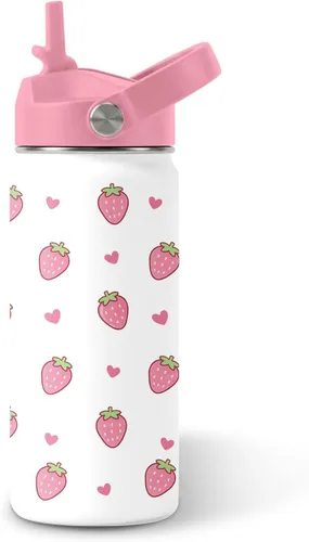Vista 10 de Botella de agua para gatos, vaso de acero inoxidable de 16 onzas con pajita Rosa gato.