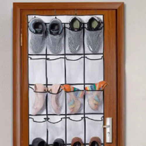 Vista 4 de Organizador de zapatos para colgar sobre la puerta, antideslizante para colgar zapatos, soporte para zapatos detrás de la puerta con 24 bolsillos