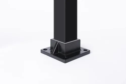 Vista 3 de Brida de poste de montaje en el suelo para poste de valla cuadrada de 2 pulgadas y barandilla de cubierta, resistente, aluminio, negro