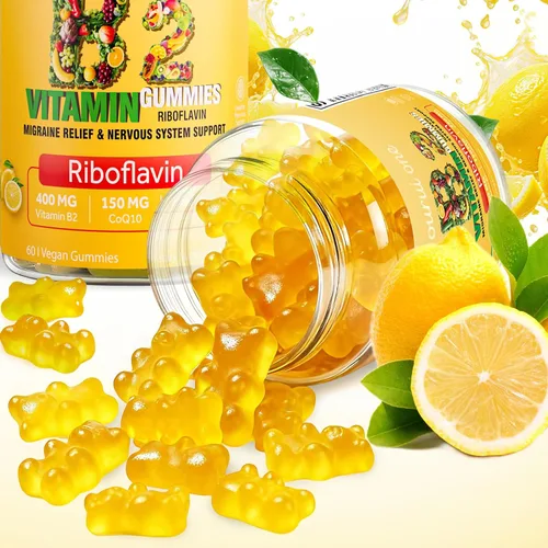 Vista 7 de Gomitas de vitamina B2 de 400 mg Riboflavina 400 mg con CoQ10 150 mg, magnesio 200 mg Vitamina B2 400 mg para niños y adultos, sistema nervioso