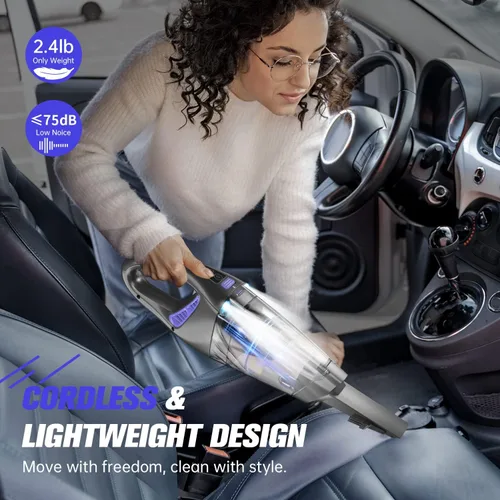 Vista 7 de IMINSO Aspiradora de mano inalámbrica para automóvil, 9000 PA, aspiradora de mano recargable inalámbrica con LED, ligera, aspiradora de mano