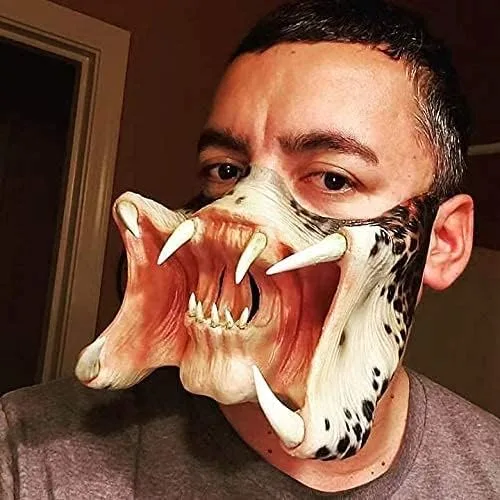 Vista 3 de CAFELE Predator Half Mask Cosplay Alien vs Predator Monster Scary Mask AVP Movie Halloween Costume Party